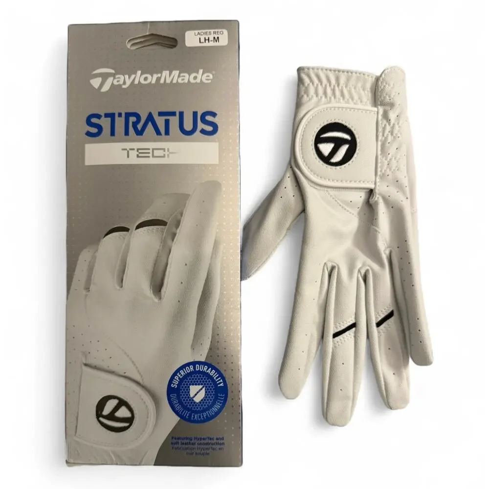 New TaylorMade Ladies Stratus Tech Golf Glove N6407418 White LLH-M - Picture 2 of 9